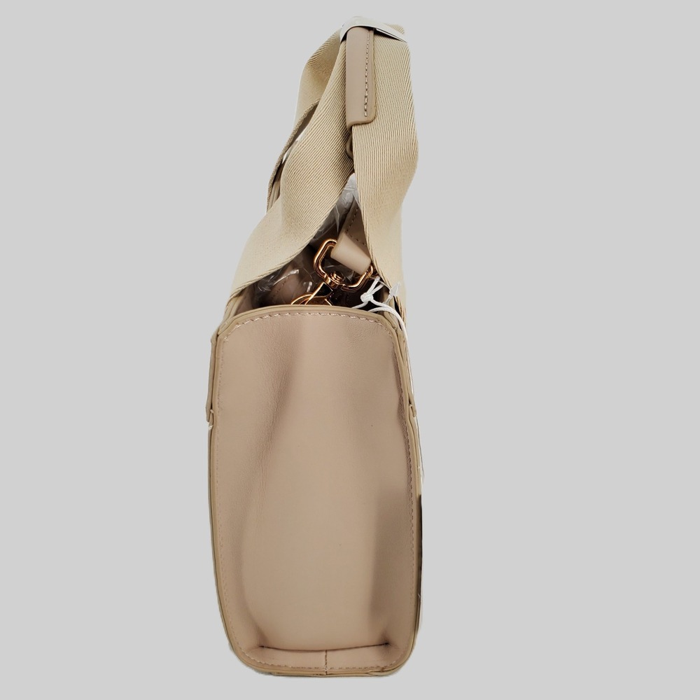 Cavalli Class Serafina Top Handle Tote Floral Print Beige Leather Canvas Bag - Picture 3 of 8